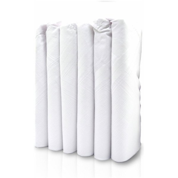 SHELTER Premium HandKerchiefs 100% Cotton Hankies White Color Size 46 x 46 CM Pack of 6