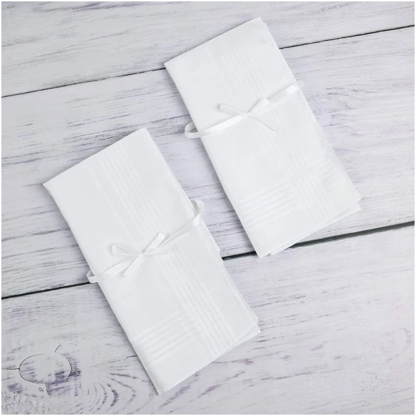 SHELTER Premium Men's 100% Cotton Soft Handkerchief Pure white Color Hanky (Size 44 x 44 cm) - Pack of 12