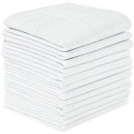 SHELTER Premium Men's 100% Cotton Soft Handkerchief Pure white Color Hanky (Size 44 x 44 cm) - Pack of 12