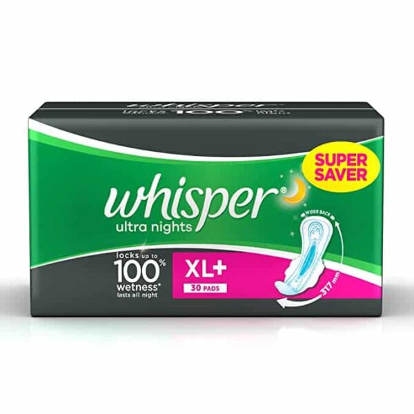 Whisper Ultra Overnight Sanitary Pads - 30 Count (XL Plus Wings)