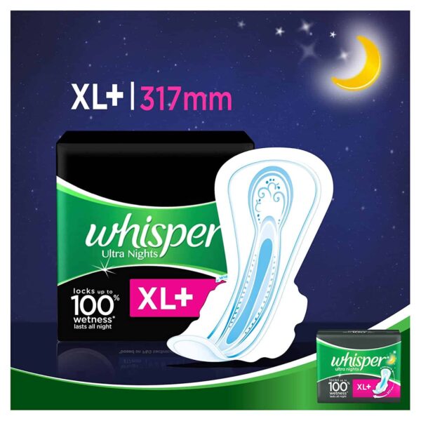 Whisper Ultra Overnight Sanitary Pads - 30 Count (XL Plus Wings)