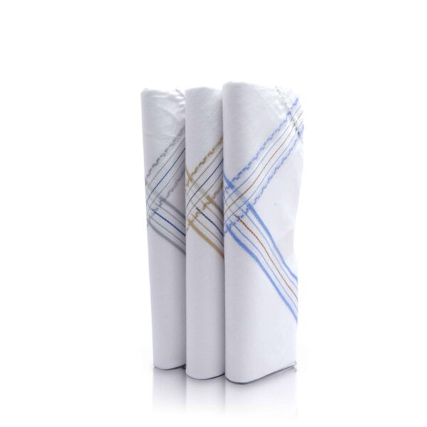 SHELTER Premium HandKerchiefs |100% Cotton Hankies With Color Border | Size 40 x 40 CM Pack of 3