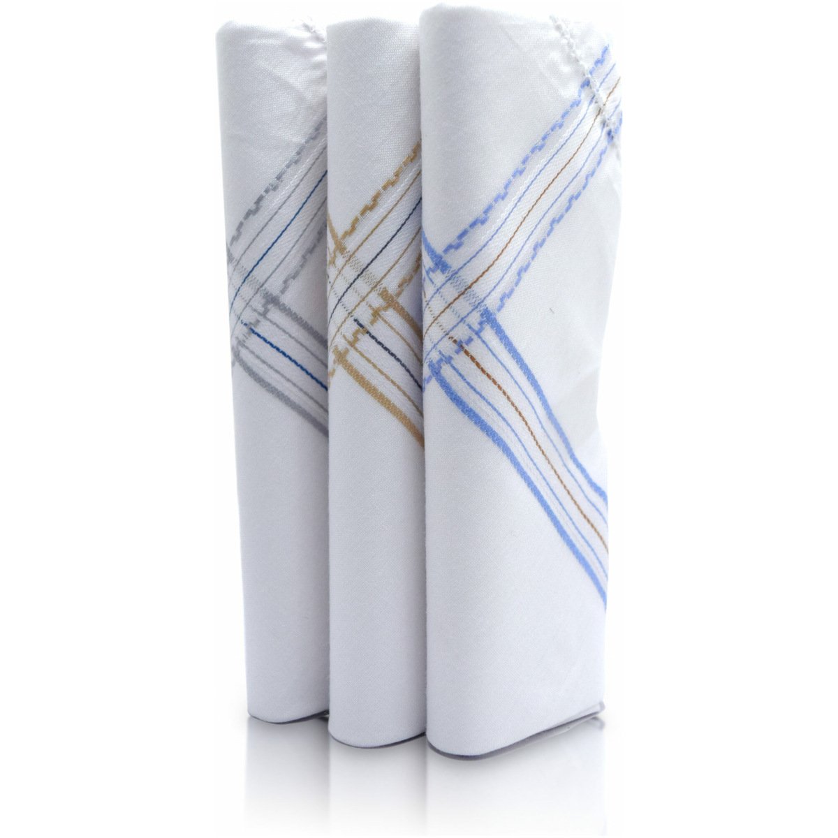 SHELTER Premium HandKerchiefs |100% Cotton Hankies White With Color Border | Size 40 x 40 CM Pack of 3
