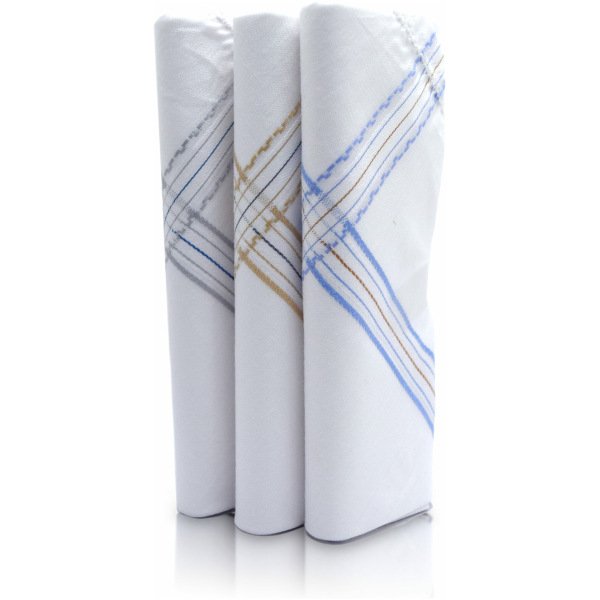 SHELTER Premium HandKerchiefs |100% Cotton Hankies White With Color Border | Size 40 x 40 CM Pack of 3