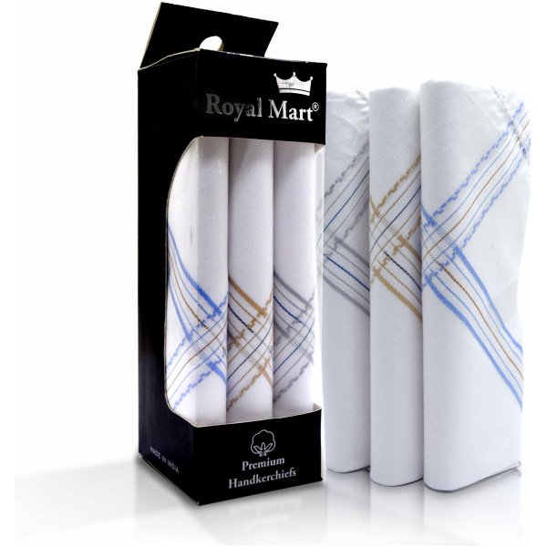 SHELTER Premium HandKerchiefs |100% Cotton Hankies With Color Border | Size 40 x 40 CM Pack of 3 