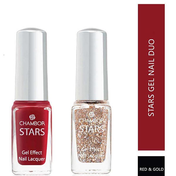 Chambor Stars Gel Nail Duo - Red & Gold