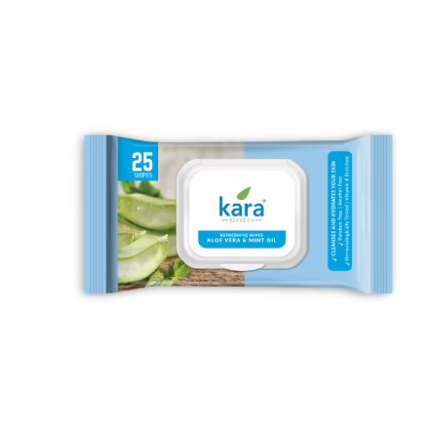 Kara Aloe Vera and Mint Oil Cleansing & Hydrating Face Wipes(25 Wipes)