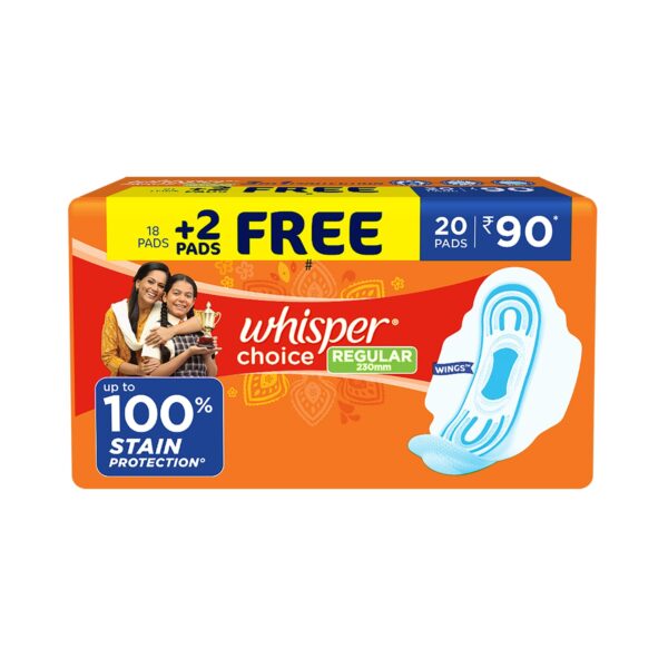 Whisper Choice Sanitary Regular Pack of 20 Pads
