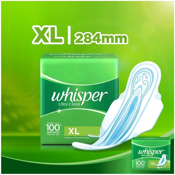 Whisper Bindazzz Night Sanitary Pads, Pack of 30 thin Pads, XL+