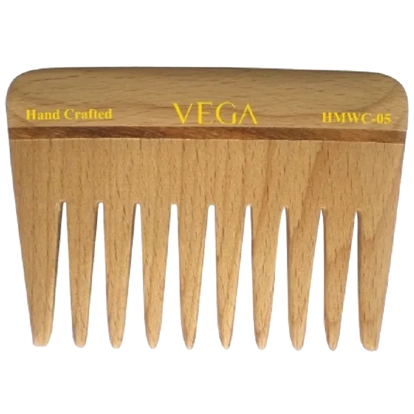 Vega HMWC-05 Wide Tooth Wooden Comb - Colour May Vary 1 pc