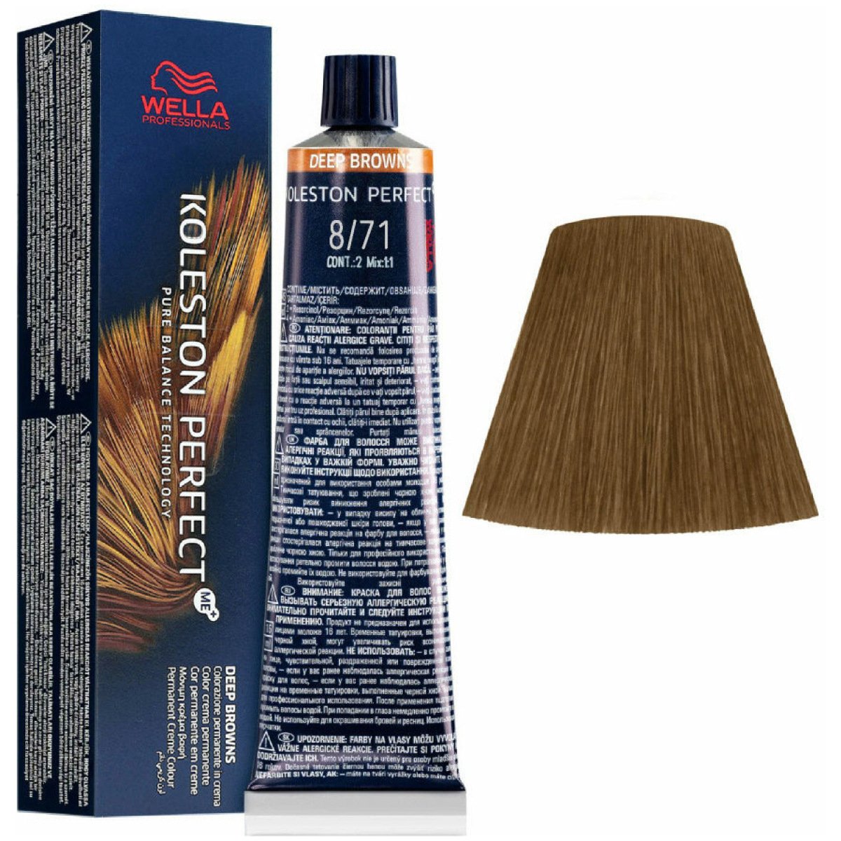 WELLA KOLESTON PERFECT ME+ 8/71 LIGHT BLONDE BROWN ASH 60 G