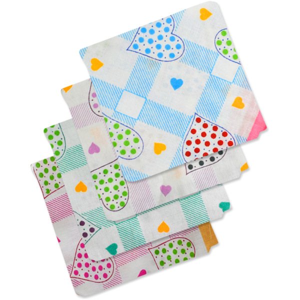 SHELTER Premium HandKerchief |100% Cotton Hankies With Multi Color And Design For Ladies | Size 34 x 34 CM Pack of 12