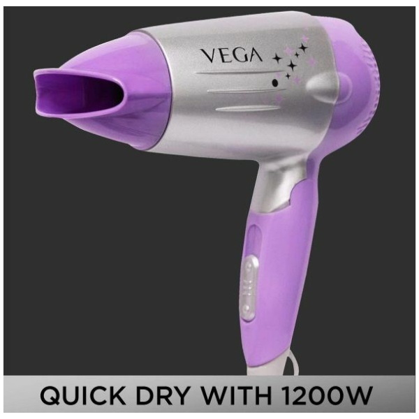 VEGA Galaxy 1100 Watts Foldable Hair Dryer With Heat & Cool Setting And Detachable Nozzle (VHDH-06)