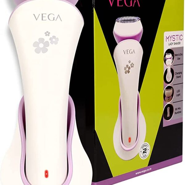 VEGA Mystic Lady Shaver For Women, 90 Mins Runtime with Quick Charge, IPX 6 Waterproof And Cord & Cordless Use, (VHLS-02), White