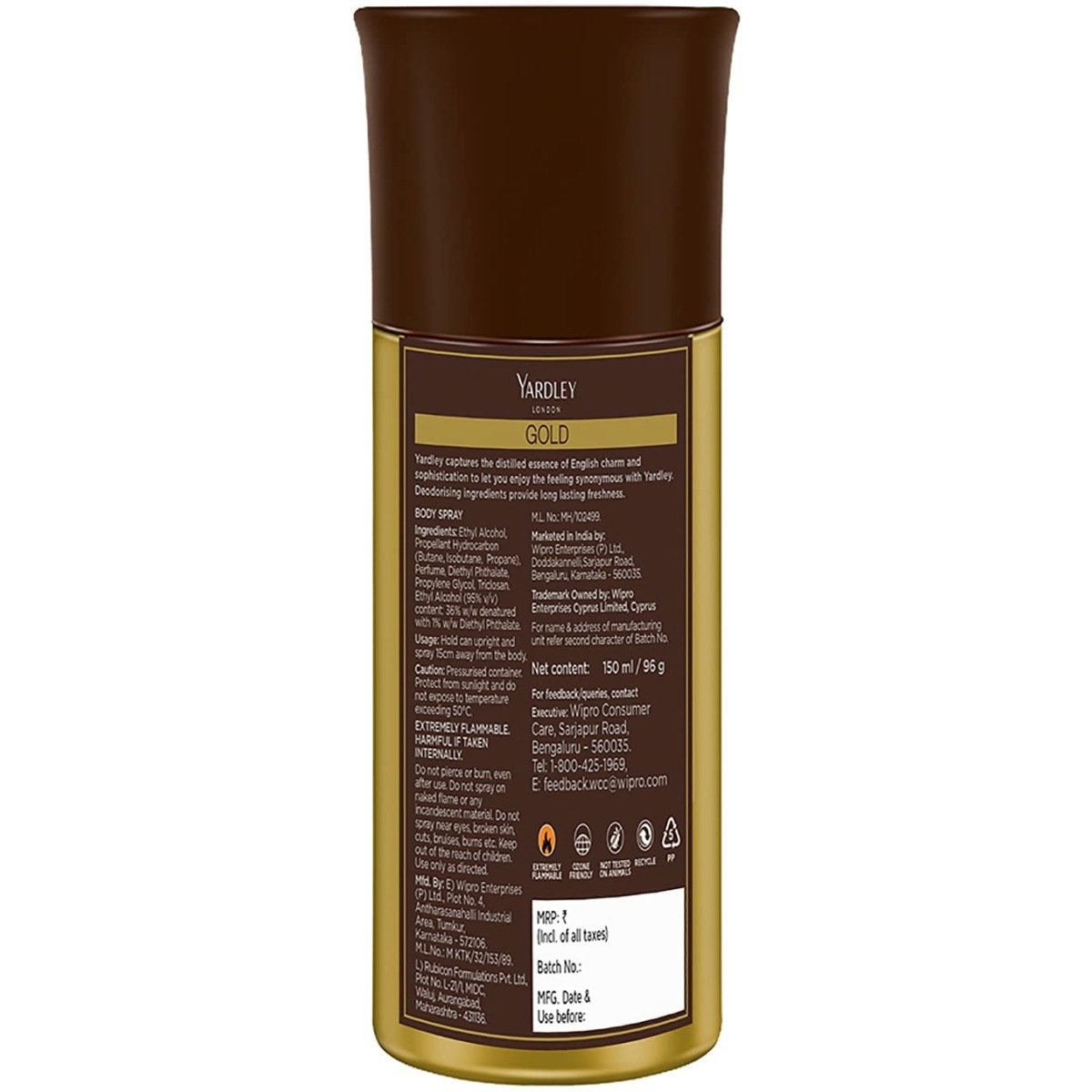 Yardley London Gold Deodorant Body Spray For Men, Fresh, 150ml