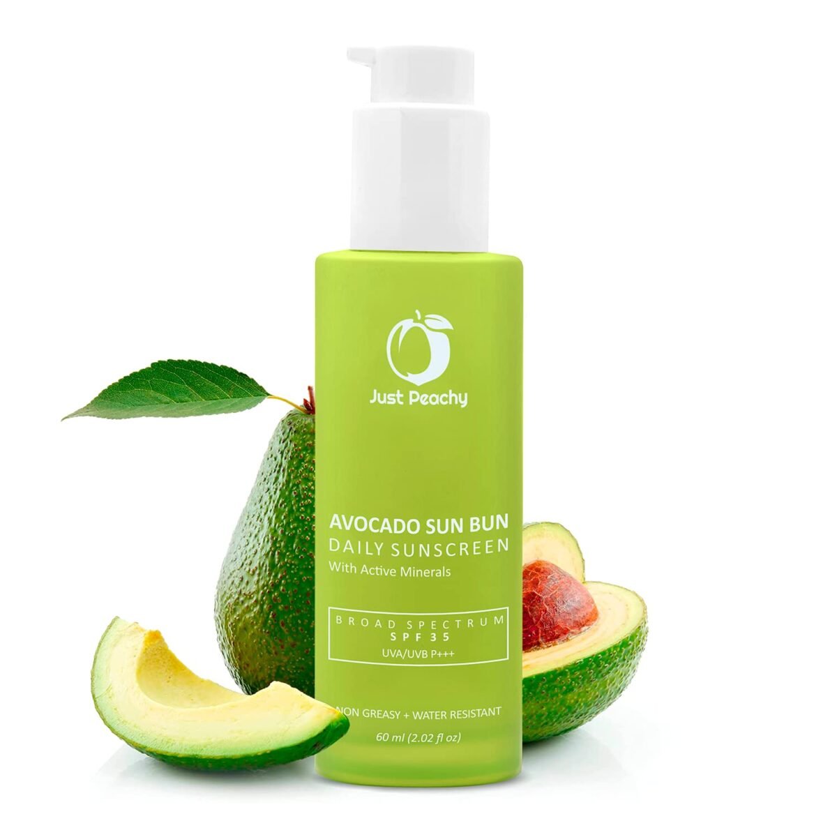 Just Peachy Avocado Sun Bun SPF 35+ PA+++ Matte Sunscreen | UVA and UVB Protection I Non Greasy | Water Resistant | Sun Shield with Avocado, Vitamin E, Zinc and Titanium Oxide 100 mL