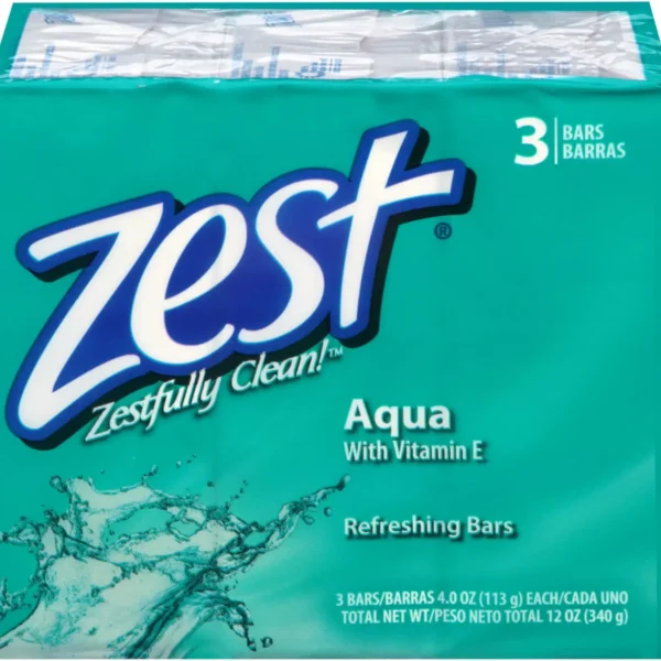 Zest Refreshing Bars Soap, Aqua 4 oz, 3 ea (Pack of 3)