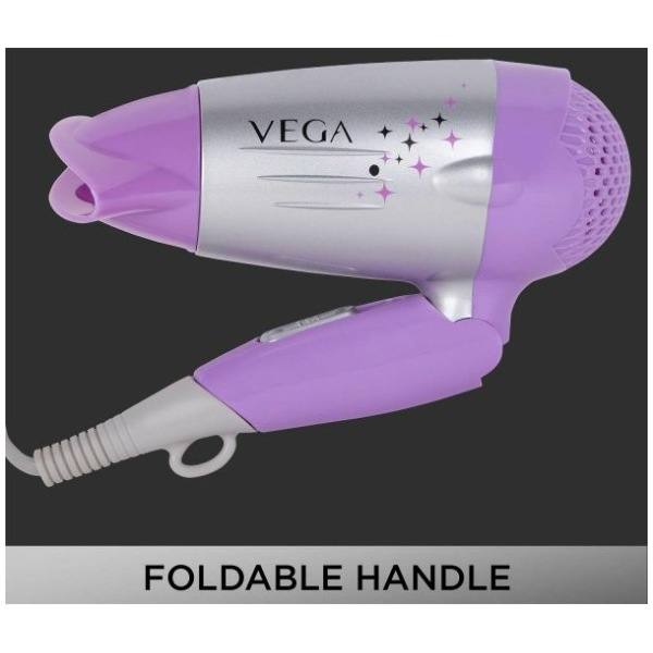 VEGA Galaxy 1100 Watts Foldable Hair Dryer With Heat & Cool Setting And Detachable Nozzle (VHDH-06)