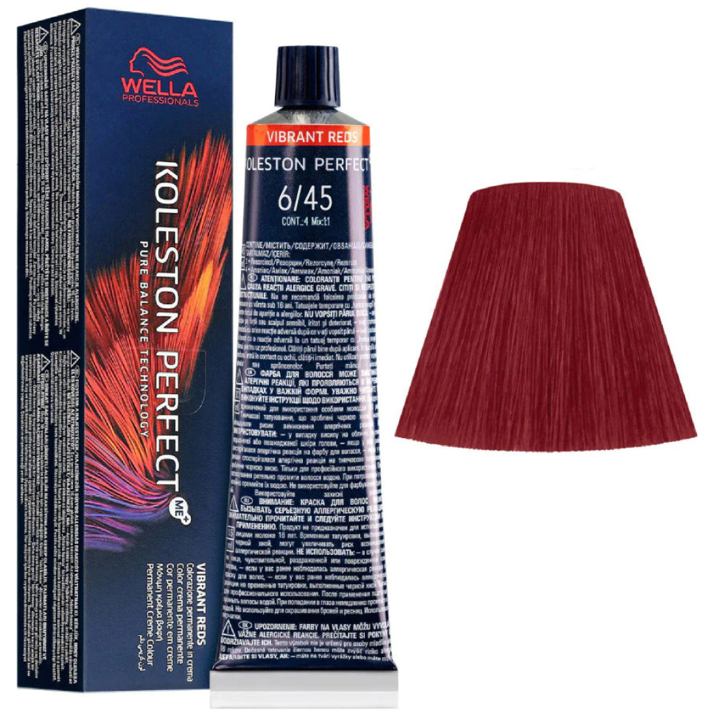 Wella Professionals Koleston Vibrant Reds Hair Color 60Gm 6/45 Dark Blonde Red Mahogany