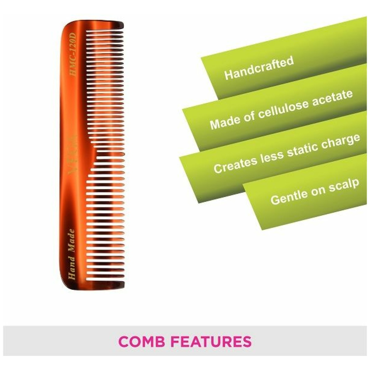 Vega Handmade Hair Comb For Men and Women (HMC-120D)