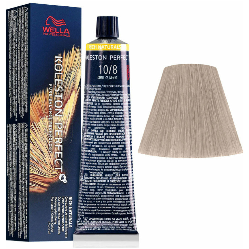 Wella Professionals Koleston Perfect Rich Naturals Hair Color 10/8 Colorant Tube 60g , Lightest Blonde Pearl
