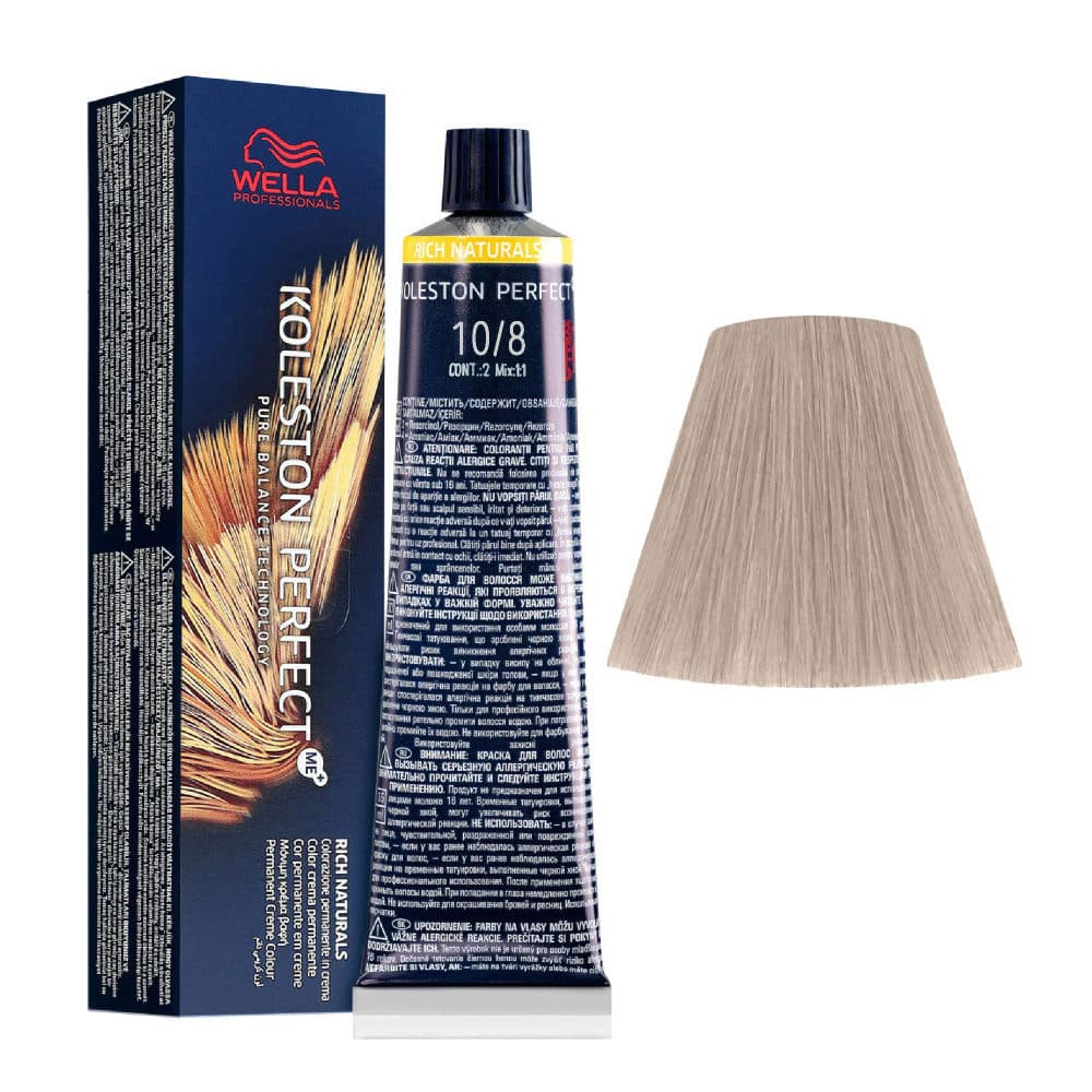 Wella Professionals Koleston Perfect Rich Naturals Hair Color 10/8 Colorant Tube 60g , Lightest Blonde Pearl Wella Professionals Koleston Perfect Rich Naturals Hair Color 10/8 Colorant Tube 60g , Lightest Blonde Pearl