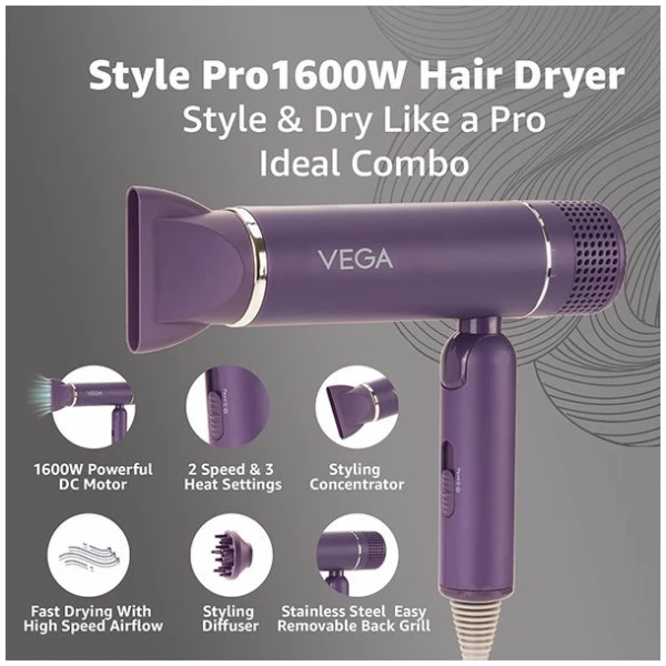 VEGA Style Pro 1600W Hair Dryer-VHDH-30