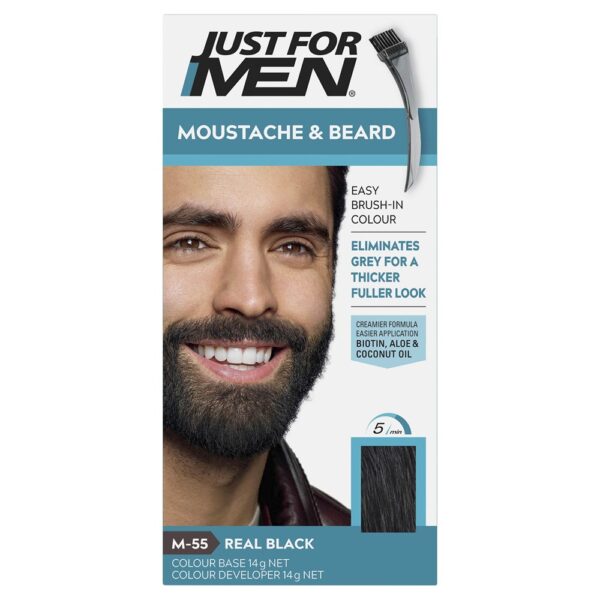 Just For Men Mustache & Beard Hair Color, Real Black M-55