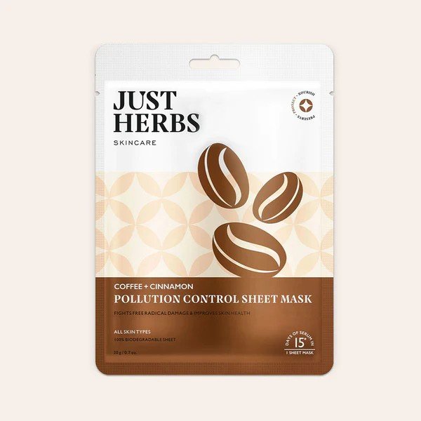 Just Herb Pollution Control Sheet Mask With Coffee,Cinnamon 20g