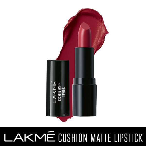 Lakme Cushion Matte Lipstick, Red Wine 4.5 g