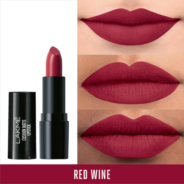 Lakme Cushion Matte Lipstick, Red Wine 4.5 g - Image 3
