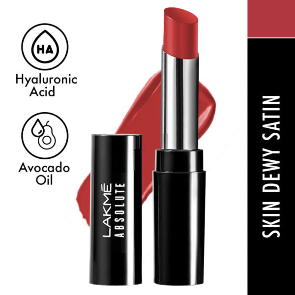 Lakme Absolute Skin Dew Satin Lipstick, 202 Pink Play