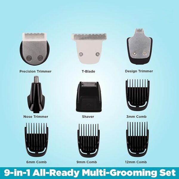 VEGA Men 9-In-1 Multi-Grooming Set With Beard/Hair Trimmer, Nose Trimmer & Body Groomer And Shaver, Battery Powered, Corded Electric (Vhth-21) - Image 4