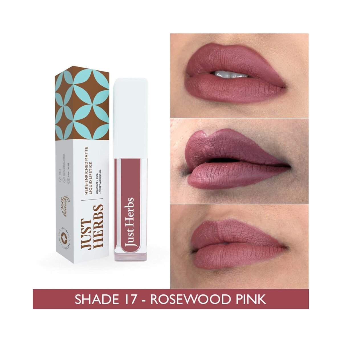 Just Herb Matte Liquid Lipstick Rosewood Pink 2ml