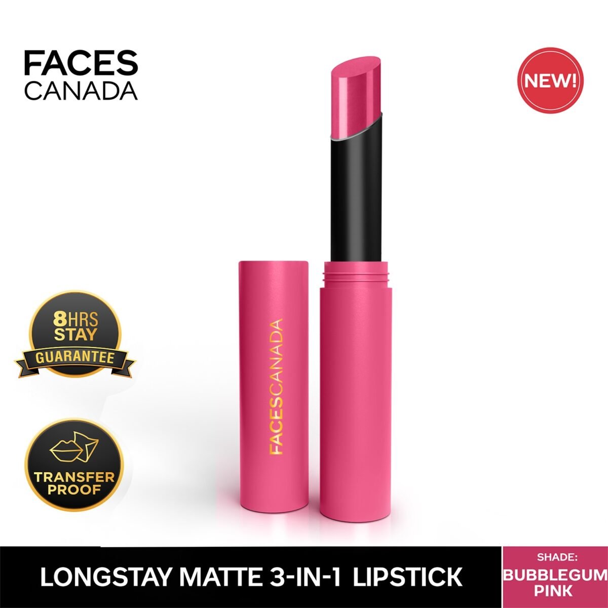 Faces Canada Long Stay Matte Lipstick, 04 Bubblegum Pink 2g
