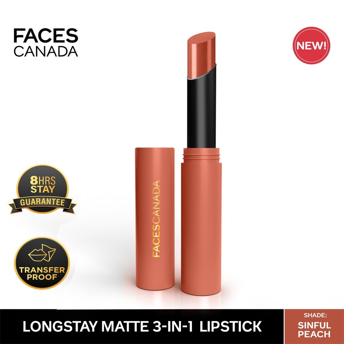 Faces Canada Long Stay Matte Lipstick, 05 Sinful Peach 2g