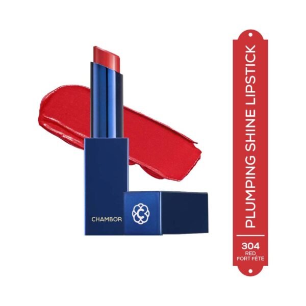 Chambor Tres Shine Plump Lipstick 304 Red Fort Fete, 3g