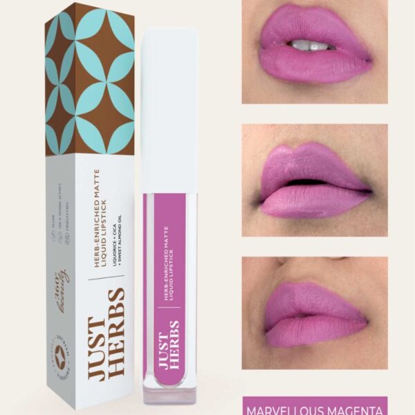 Just Herb Matte Liquid Lipstick, Marvelbus Magenta - Image 3