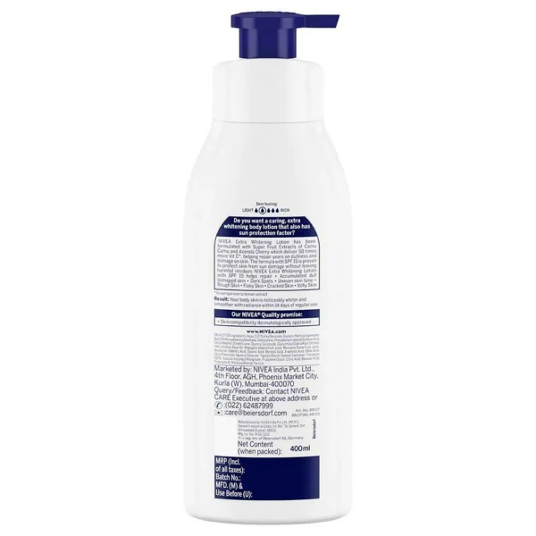 Nivea Extra Whitening Cell Repair SPF 15 Body Lotion 400ml - Image 3