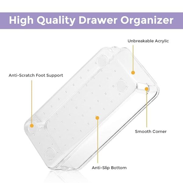ONOMIE Acrylic Drawer Organizer Storage Bins With Various Sizes For Kitchen Office Bathroom Vanity and Makeup Organizer (Set Of 15) - Image 3