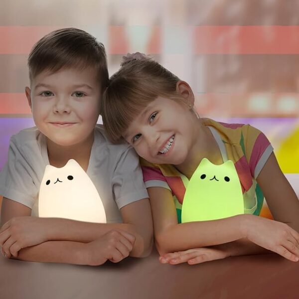 ONOMIE Rechargeable Cat Lamp - Remote Control Silicone Kitty Night Light for Kids, Toddlers & Baby Girls