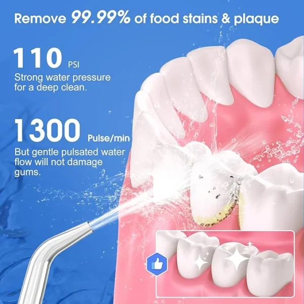 H2Ofloss Water Flosser Portable Dental Oral Irrigator With 5 Modes, 5 Replaceable Jet Tips, Rechargeable