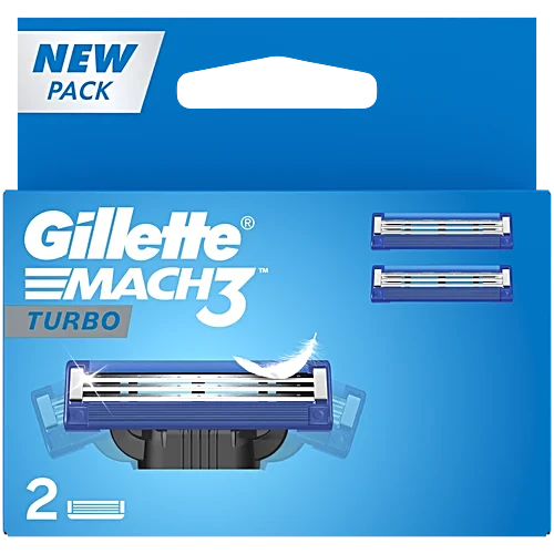 Gillette Mach3 Turbo - Manual Shaving Razor Blades Cartridge 2 pcs