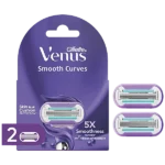 Gillette Venus Razor Cartridges - Long Lasting Painfree Smoothness, Ribbon Moisture With Vitamin E, 5 Blades In 1, 2 pcs