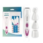 Vega Feather Touch 4-in-1 Trimmer for Women with Rechargeable Cordless, 60min Runtime, Suitable for trimming Eyebrows, Nose, Face & Bikini Area (VHBT-03) White