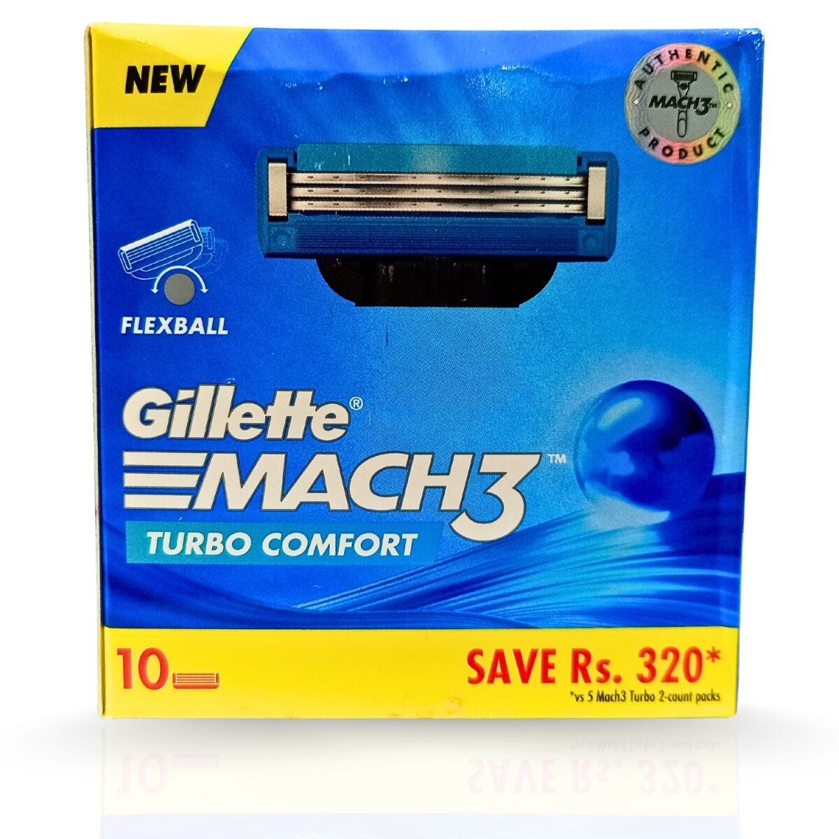 Gillette Mach 3 Turbo Confort Blades for Men - Pack of 10 Cartridges